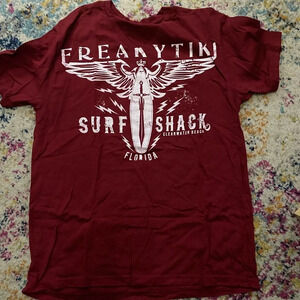 Dark Red V Neck Freaky Tiki L Shirt